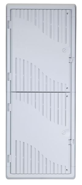 DYNAMIX 42'' Recessed Plastic Network Enclosure, WiFi Ready, Slim Vented Lid, Dual GPO and Cable Entry Knock Outs.