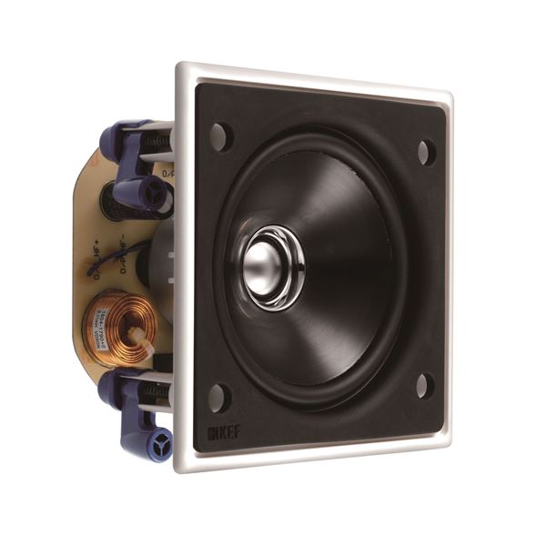 KEF CI100QS 4'' Flush Mounting Square In-Wall & Ceiling Speaker. 1x 4'' LF, 1x 0.75'' HF. Magnetic Paintable Grille. Sold Individually.