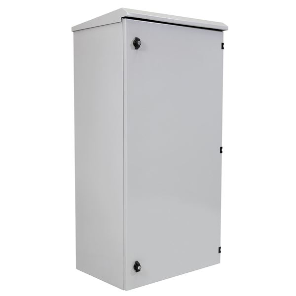 DYNAMIX 24RU Outdoor Wall Mount Cabinet 611x425x1190mm (WxDxH). IP65 Rated with Lockable Front Door No Fans or Filters. Wall Mount Included. Made from Rolled Steel. Grey Colour.