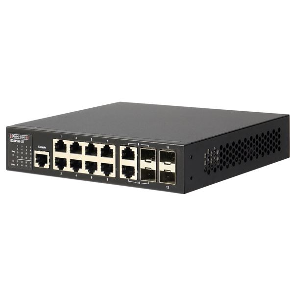 EDGECORE 8 Port + 2 Combo + 2 SFP Gigabit Managed Switch. 2 Combo Gig + 2 100/1000 SFP ports. 1x RJ45 Console port. Comprehensive QoS, Enhanced Security with Port security limits.