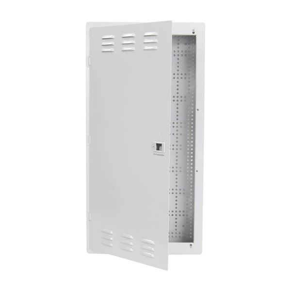 DYNAMIX 28'' FTTH Network Enclosure Recessed Wall Mount with Vented Lid Cable & Dual GPO Knock outs. Installs: 400mm Centre Stud. Cut out OD: 355 x 725 x 90mm. Incl. Installation Accessories, Earth Kit