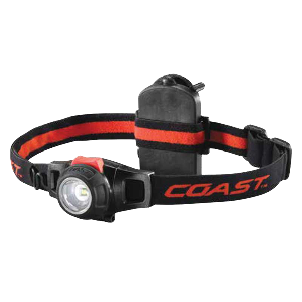 ##COAST LED Headlamp Multi-Purp with Twist Focus & 240 Lumens. IP54 Water & Dust Resistant, 104m Beam, Hardhat Compatible, Hinged Beam, 6 Hours Run Time with Built in Rechargeable Battery MAY PROMO