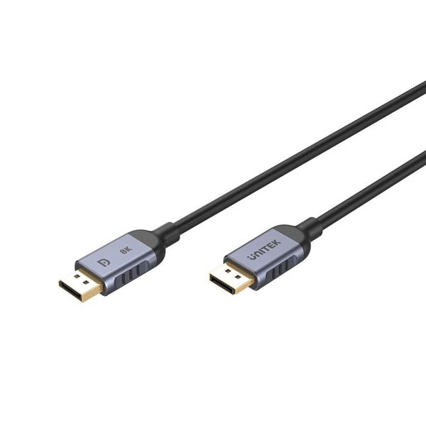 UNITEK 1m 8K DisplayPort V1.4 (UHD) Cable. Max Res 8K@60Hz. Supports up to 204Hz Refresh Rate, Bandwidth up to 32Gbps, Aluminium Alloy with Gold Plated Connectors.