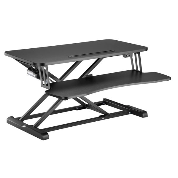 BRATECK Electric Scissor Lift Desktop Sit-Stand Workstation with Keyboard Tray Deck. Height Adjustable 156-480mm. Work Surface Size 800x400mm (LxW). Weight Cap 20kgs. Black Colour.