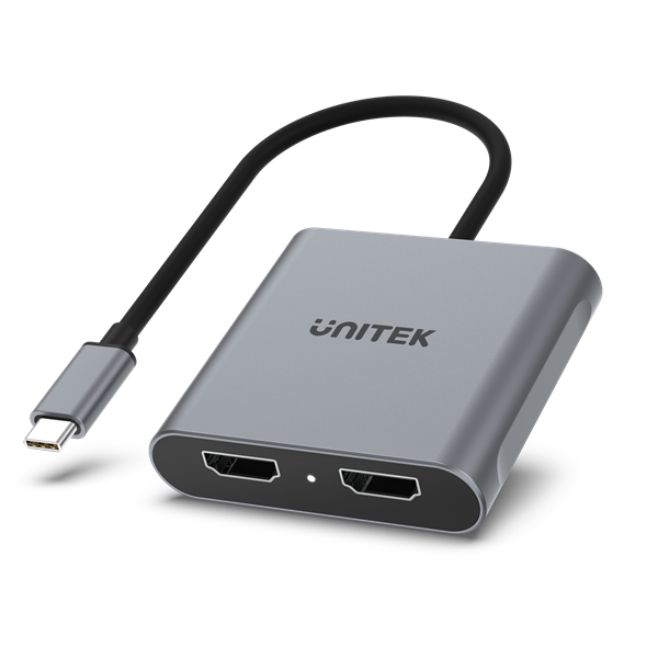 UNITEK USB-C to Dual HDMI Adapter. Supports Up to 4K@60Hz. Supports Multi-Screen (MST) HDCP 2.2. Bus-powered. Plug & Play. Supports Screen Mirroring & Extending on Windows OS.