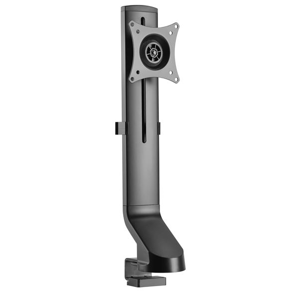 BRATECK 17-32'' Monitor desk mount. Sit/Stand workstation compatible. Max load 8Kgs. Supports VESA 75x75 & 100x100. Rotate, tilt and swivel. Colour: Black.