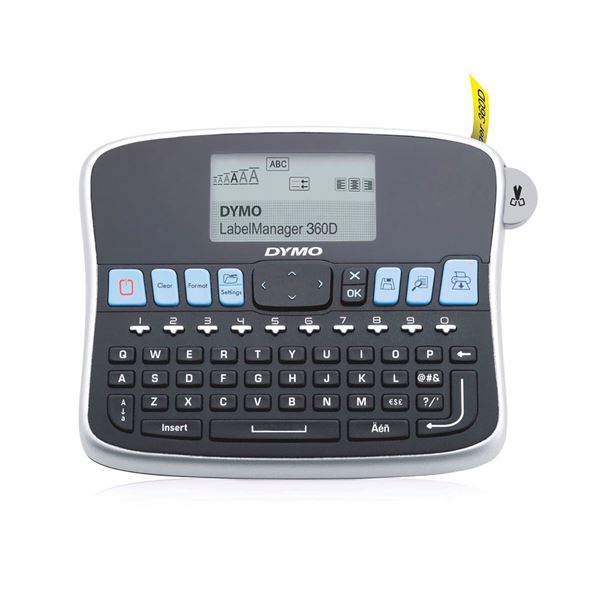 DYMO LabelManager 360D  Desktop Labeller,with QWERTY keyboard 7 font sizes, 3 font styles, 7 text styles and 8 boxes plus underline, fast access to punctuation marks, currency and other special symbols.