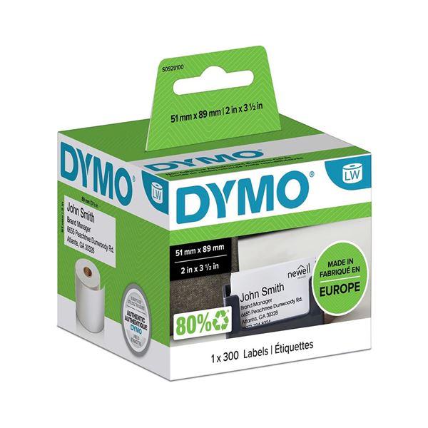 DYMO Genuine LabelWriter Name Badge Cards, 51mm x 89mm Non Adhesive, Compatible with DYMO LabelWriter 450 Series and 4XL label makers.