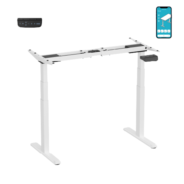 BRATECK Pro Smart Dual-Motor Sit Stand Desk with Intelligent APP Control. Programmable Height Range, Collision Avoidance System, Sit/Stand Time Reminder, Dims 1000-1700x600x620-1280mm. White