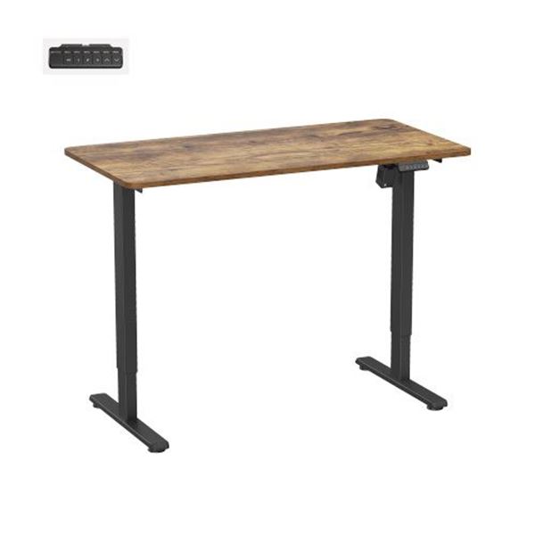 BRATECK Eco Ergonomic Office Electric Sit-Stand Desk with Single Motor. Desktop Included, Width 1200 x600mm, Height Range 730-1210mm, Weight Cap 40Kgs, 3 memory Settings Black Legs with Rustic Top.