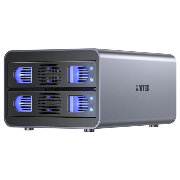 UNITEK 2-Bay USB-C RAID External HD Enclosure. Supports RAID 1 Supports both 2.5" & 3.5" SATA HDD, Max Capacity 40TB, Plug & Play, 40mm Silent Fan, Tool-Free Installation, 5Gbps Transfer.