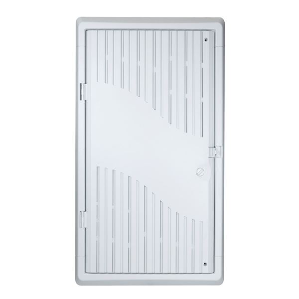 DYNAMIX 28'' Recessed Plastic Network Enclosure, WiFi Ready, Slim Vented Lid, Dual GPO and Cable Entry Knock Outs.  JUNE PROMO - FREE Cat6 Patch Panel