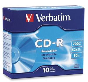 Verbatim CD-R media is tested and certified by leading 52X drive manufacturers. These high-grade discs deliver reliable recording even at blazing drive speeds, completing a full 700MB/80min recording in less than 2 minutes.