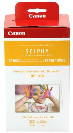 Canon RP-108 Color Ink/Paper Set;</br>Compatible with these SELPHY printers only: CP910/CP1000/CP1200/CP1300/CP1500 (will not work with CP800/CP810/CP900).