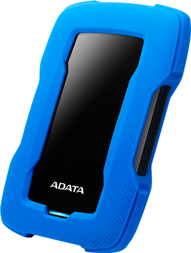 USB3.1 USB Type A, 1TB, 2.5" External Hard Drive, Robust, shock-absorbing silicone casing, Adata Shock Sensors, HDDtoGO software with AES 256-bit encryption, 16.2mm high, Blue</br>SMR technology - not suitable for backups or other heavy write workloads.
