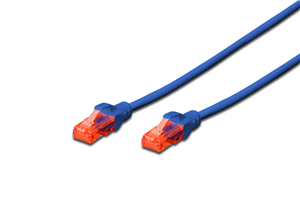 Unshielded CAT 6 patch cable with kink protection and strain relief. Connection 1:1 4x 2 AWG 26/7 Twisted pair