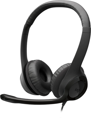 Stereo Headset, Rotating boom mic, USB connection, 1.8m cable. 20Hz - 20kHz Headset Response, 100Hz - 10kHz Microphone Response
