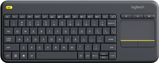 Charcoal Wireless Keyboard with Trackpad, Customizable Control, Media-Friendly TV Keyboard, 2x AA Batteries (Included)