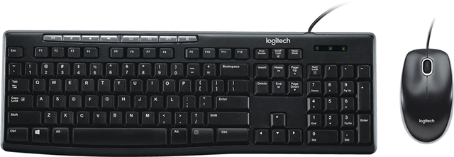 Wired Keyboard & Mouse Desktop Kit, Spill-resistant design, Media Controls, Number Pad, 1000dpi Optical Mouse