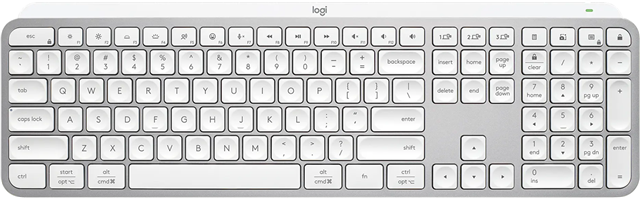 A low- profile wireless keyboard that offers a fast fluid precise typing experience, smart illumination, and customizable, time-saving Smart Actions. Laptop-like profile with spherically-dished keys, Backlit keyboard keys light up as your hands approach and adapt to the environment; Now with more lighting</br>customizations on Logi Options+. Multi-Device Bluetooth Keyboard, or includes Logi Bolt receiver. USB-C rechargable. Pale Grey colour.