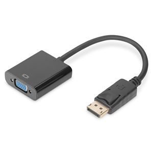 0.2m DisplayPort to VGA Female Cable Adapter. Max Res: 1920x1080.</br></br> </br></br>The DP to VGA adapter lets you connect your DisplayPort laptop or desktop computer to a VGA display. The adapter supports plug-and-play connectivity ensuring a hassle-free setup. The DisplayPort adapter makes your DP computer fully compatible with existing VGA monitors or projectors in your home or around your office. The VGA connector features nuts that mate with the screws on standard VGA cables, to ensure your video cable won&rsquo;t get disconnected.