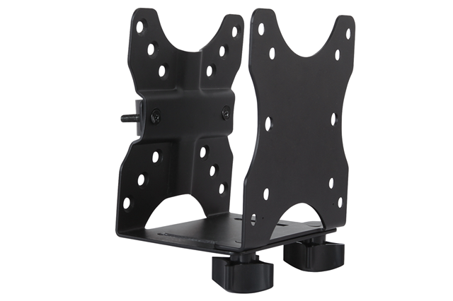 Multifunction Mini Desk PC Holder for table clamp or between VESA mount, VESA 75x75, 100x100</br>Elegantly hide your mini Desktop PC behind your monitor and still beeing able to use a monitor mount</br>Includes Clampmount to attach to your monitor stand</br>Installation: Under Desk,Clamp,VESA Compatible</br>Suitable for mini Desktop PC's between 17 to 70mm thickness</br>