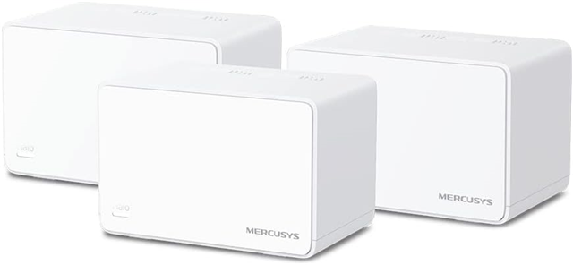 3-Pack AX3000 Whole Home Mesh Wi-Fi 6 System</br>SPEED: 574 Mbps at 2.4 GHz + 2402 Mbps at 5 GHz</br>SPEC: Internal Antennas, 3&times; Gigabit Ports per Unit (WAN/LAN auto-sensing), 1024-QAM, OFDMA, HE160</br>FEATURE: MERCUSYS APP, Router/AP Mode, One Unified Network, Seamless Roaming, Easy Expansion, Parental Controls, QoS, IPTV, IPv6, MU-MIMO, Beamforming, Smart Connect, WPA3, BSS Color, TWT</br>