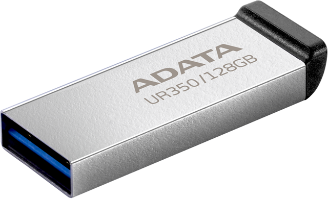 UR350 Flash Drive USB 3.2 Gen1 5Gbps (backward compatible with USB 2.0), 128GB Capacity, 31.9 x 12 x 5.7mm, 3.5g each, Silver, Hassle-free capless design, Waterproof and dustproof with COB design, Sturdy nickel-toned housing provides a solid construction</br>