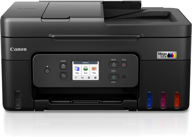 Print/Copy/Scan, 35 Sheet Document Feeder, USB/WiFi, 11ipm (Mono), 6ipm (Colour), No-Spill Ink Refill bottles. GI61BK Black Ink Bottle [~6000 Pages], GI61C Cyan Ink Bottle [~7700 Pages], GI61M Magenta Ink Bottle [ ~7700 Pages], GI61Y Yellow Ink Bottle [ ~7700 Pages]