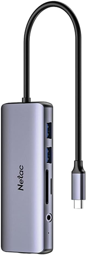 Netac Hub WF15, 11 in 1 Dock, Type-C to USB3.0 x 2+ USB2.0 x 2+ 1 x HDMI 4k@30hz+PD+mSD/SD 2.0+Audio+RJ45+VGA, aluminium alloy body</br></br>