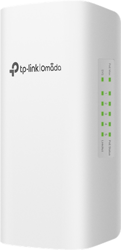 5-Port Gigabit Outdoor, PoE Powered, 1x PoE++ Input, 4x PoE+ Output, IP55 + UV resistant</br>Omada SDN Cloud Management</br>Note: only powered by PoE, no power adapter </br>