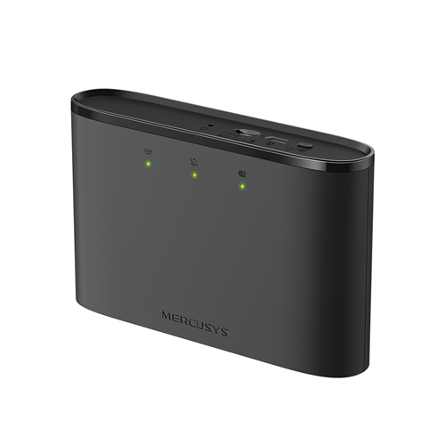 150Mbps 4G LTE Mobile Wi-Fi</br>Build-In 150Mbps 4G LTE Modem</br>SPEED: 150 Mbps at 2.4 GHz, 4G Cat4 150/50 Mbps</br>SPEC: LTE-FDD/LTE-TDD/HSPA+/UMTS</br>FEATURE: MERCUSYS App, Build-In 2200 mAh Rechargeable Battery with USB-C charging port, Nano SIM Slot</br>