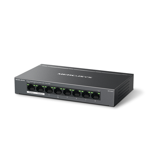 "8-Port Gigabit Desktop Switch with 7-Port PoE+ </br>PORT: 7&times; Gigabit PoE+ Ports, 1&times; Gigabit Non-PoE Ports</br>SPEC: Compatible with 802.3af/at PDs, 65 W PoE Power, Desktop Steel Case, Wall Mounting</br>FEATURE: Extend Mode for 250m PoE Transmitting, Priority Port1-2, Isolation Mode, Plug and Play"</br>