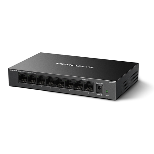 8-port Gigabit Switch, 8x 10/100/1000M RJ45 ports, steel case</br></br>