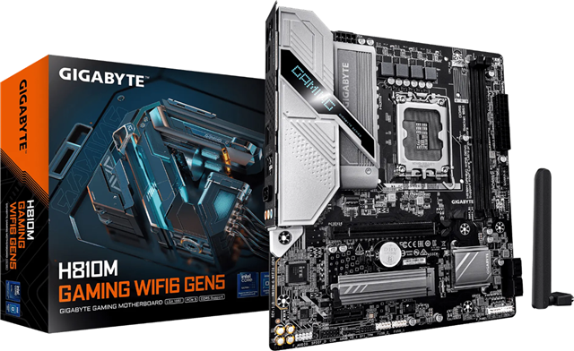 LGA1851 H810 chipset, 2x DDR5 DIMM, 1 x PCIe 5.0 x16 slot, 1 x PCIe 3.0 x1 slot, 1 x PCIe 4.0 M.2 Slot, 1 x PS/2 keyboard/mouse port.</br>1 x HDMI port (Note)</br>1 x DisplayPort (Note)</br>1 x USB 3.2 Gen 1 port</br>5 x USB 2.0/1.1 ports</br>1 x RJ-45 port</br>2 x antenna connectors (1T1R)</br>3 x audio jacks